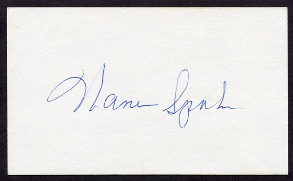 Warren Spahn Signed Index Card