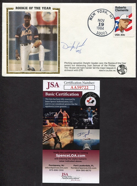Dwight Gooden Autographed Rookie of The Year Envelope 1984 JSA