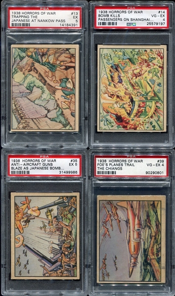 R69 1938 Horrors of War Lot of 8 Different PSA Graded 4s & 5s