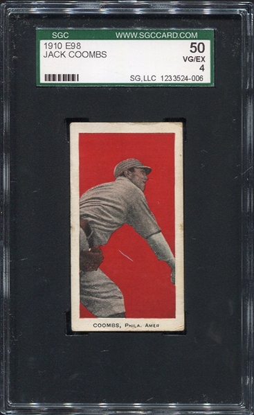 E98 Jack Coombs Red Background SGC 50
