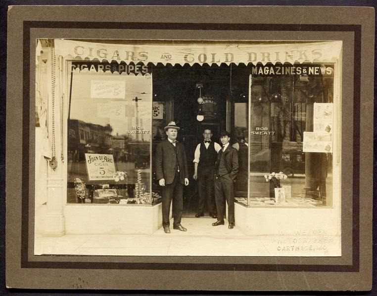Circa 1916 Cigar Shop Cabinet Photos w/Baseball Players Images