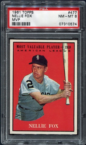 1961 Topps MVP #477 Nellie Fox Chicago White Sox PSA 8