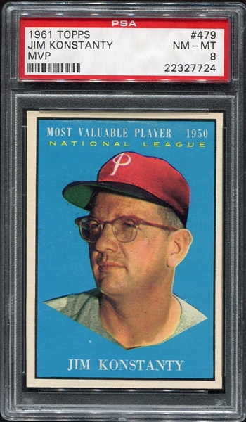 1961 Topps MVP #479 Jim Konstanty Philadelphia Phillies PSA 8