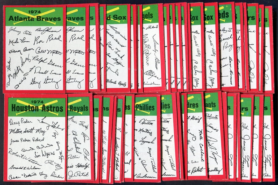 1974 Topps Red Team Checklist Lot of 50 Assorted Ex-Nrmt