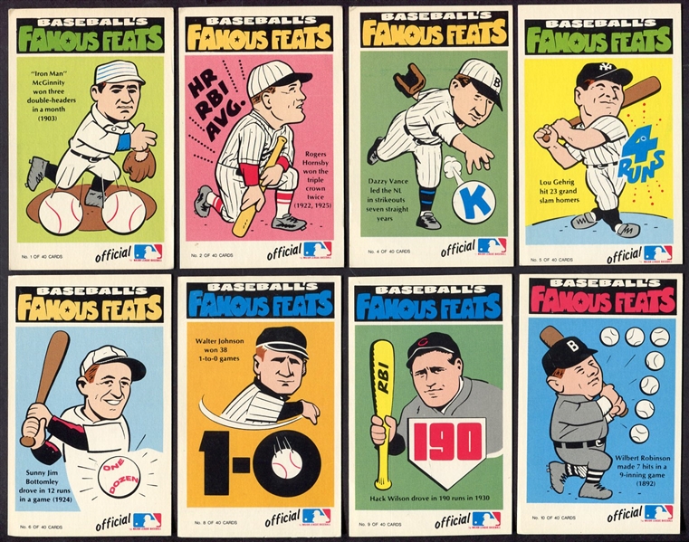 1972 Fleer Baseballs Famous Feats Partial Set 31 of 40