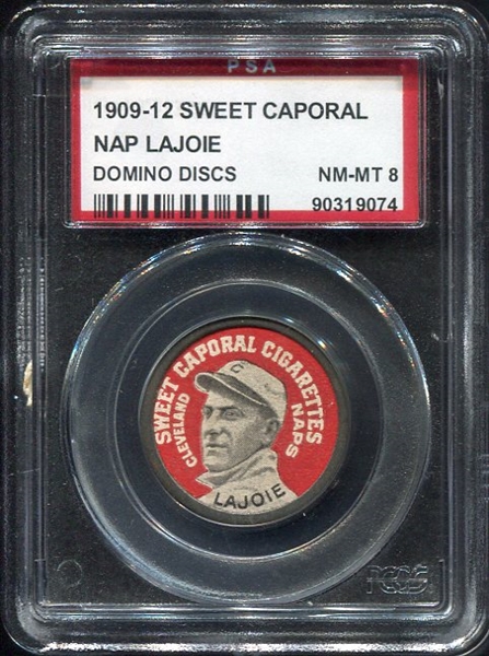PX7 1909-12 Sweet Caporal Domino Disc Nap Lajoie PSA 8 