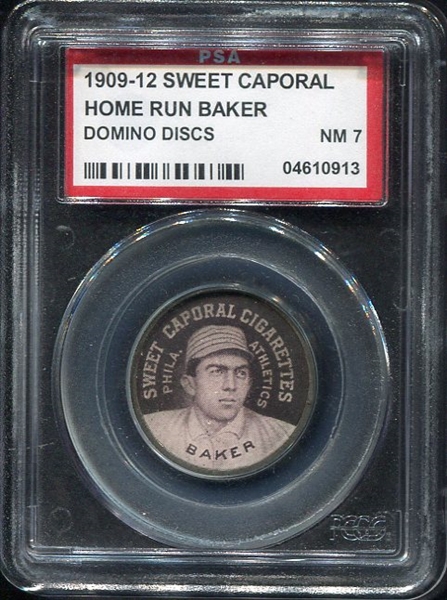 PX7 1909-12 Sweet Caporal Domino Disc Home Run Baker PSA 7