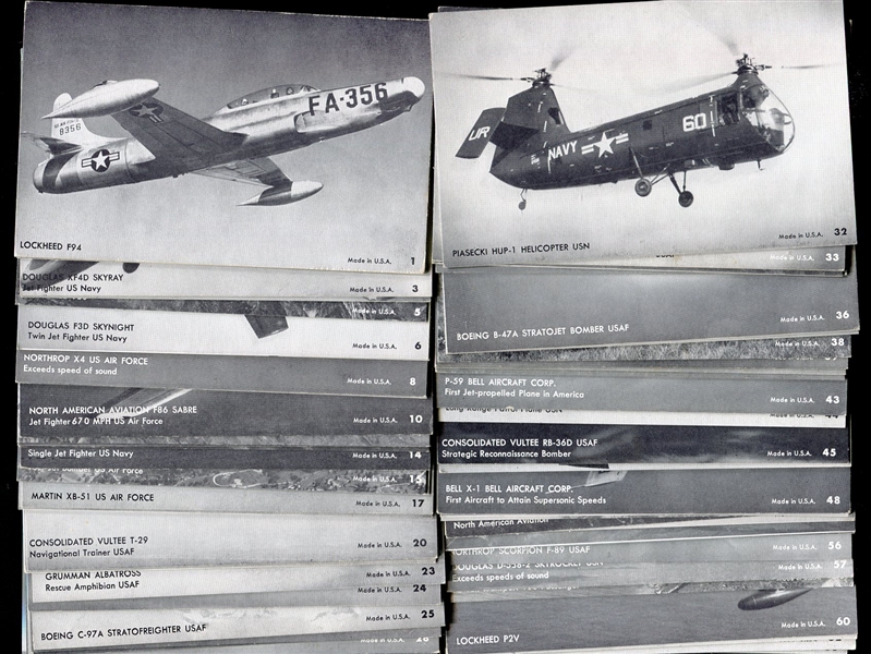 1950s Exhibits Airplanes & Helicopters Complete 64 Card Set EX-EXMT