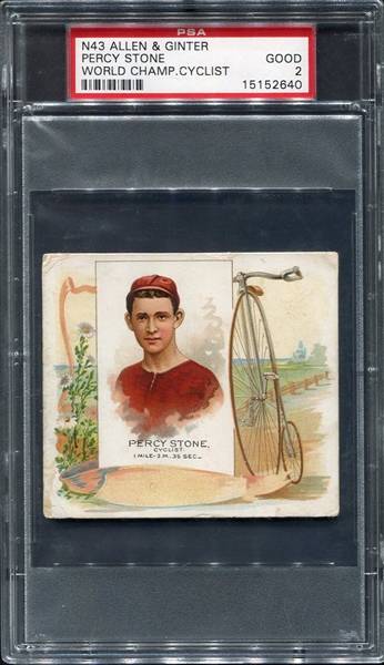 N43 Allen & Ginter The Worlds Champions Percy Stone Cyclist PSA 2