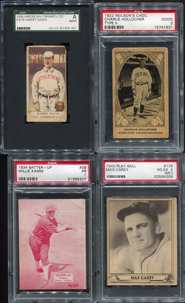 1909-1940 Type Card Lot of 4 Different 