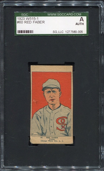 W515-1 #60 Red Faber Chicago White Sox SGC A
