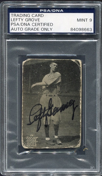 1929 Zeenut Lefty Gomez Autographed Rookie Card PSA/DNA Mint 9