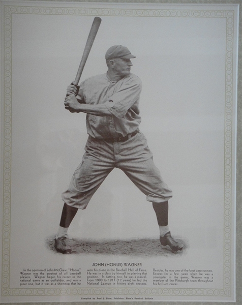 1933 Blums Baseball Premium Honus Wagner Pristine Matted Piece!