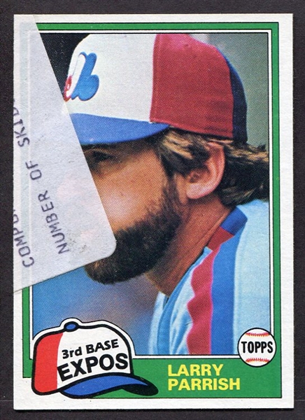 1981 Topps #15 Larry Parrish Factory Oddity