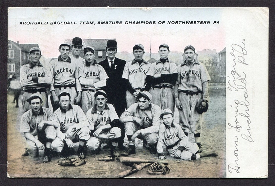 1909 Archbald Pennsylvania Baseball Team Post Card