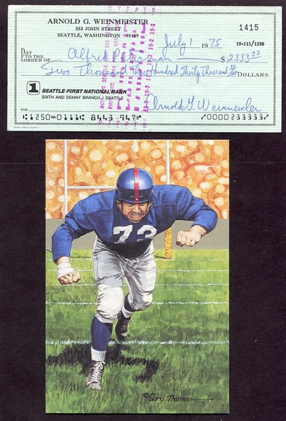 Arnie Weinmeister Signed Personal Check