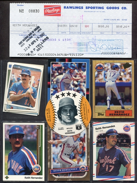 Keith Hernandez Endorsed Rawlings Check Plus Cards & Photo