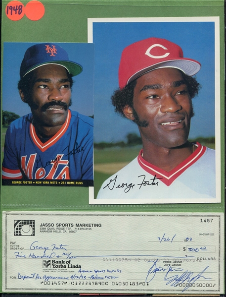George Foster Signed Check With 17 Cards
