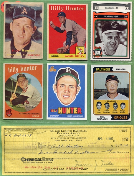 Billy Hunter Signed Check With 11 Cards