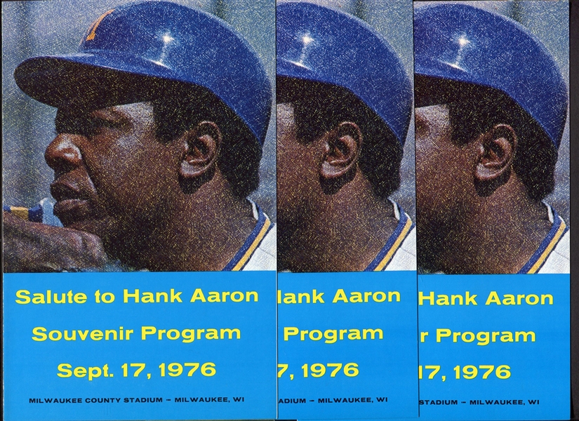 1976 Salute to Hank Aaron Souvenir Programs Lot of 3 Nrmt