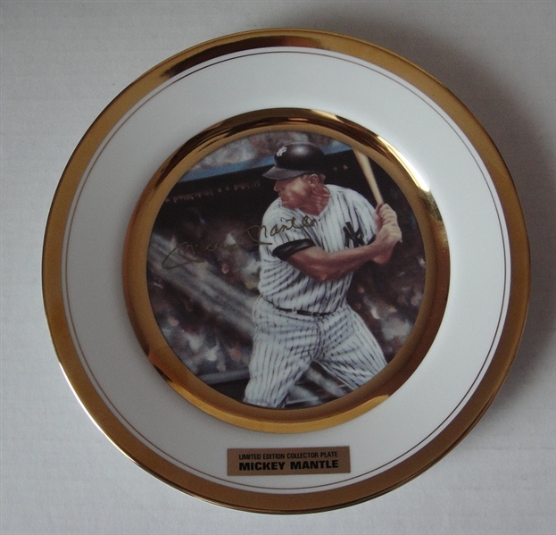 Mickey Mantle Autographed Sports Impressions Plate 