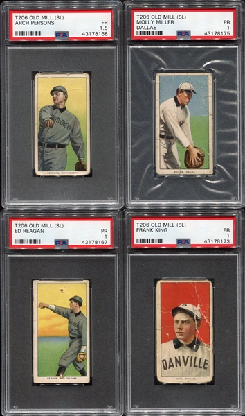T206 Lot of 4 Old Mill Southern Leaguers ALL PSA Graded
