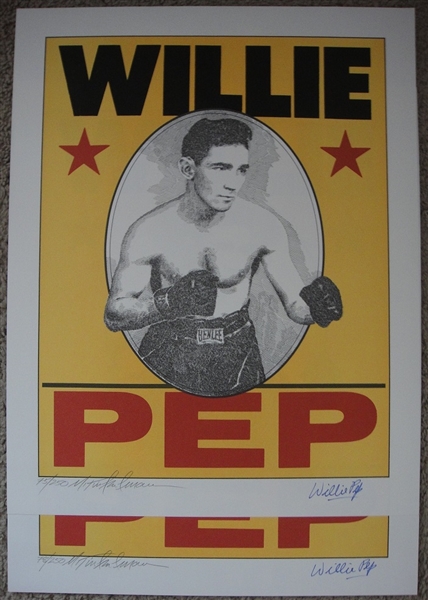 Willie Pep & Murray Tinkleman Autographed Numbered Prints Lot of 2  #75/250 & 78/250