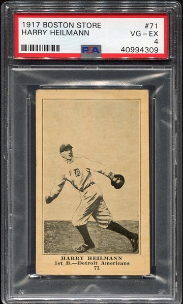 1917 Boston Store #71 Harry Heilmann Detroit Rookie Card PSA 4
