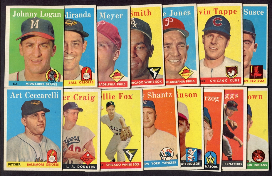 1958 Topps Lot of 15 Different w/ Fox & Pinson