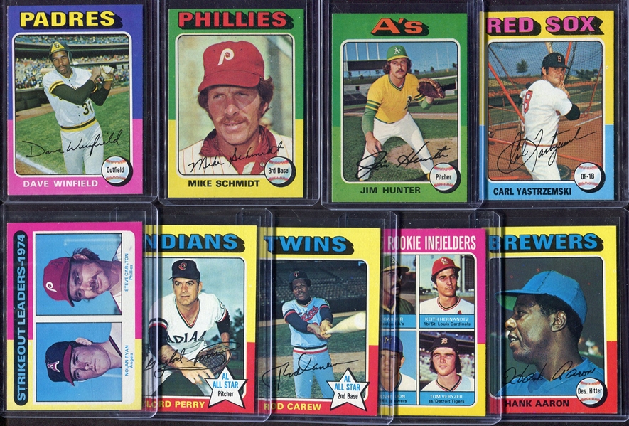 1975 Topps Baseball Lot of 9 HOFers All Nrmt or Better