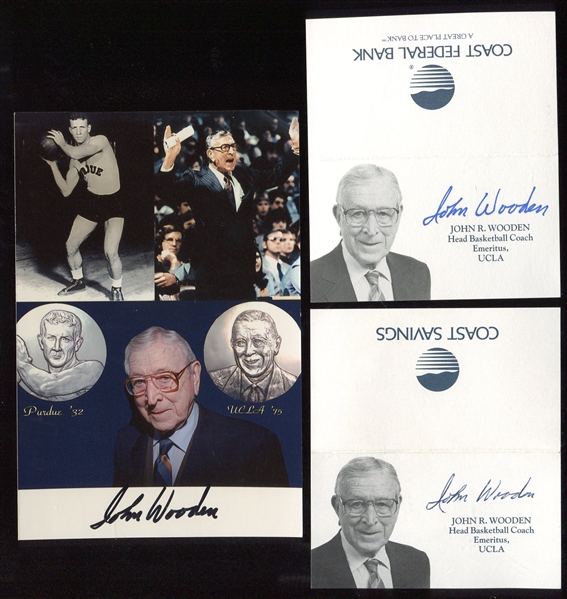 John Wooden Lot of 5 Autographed Items