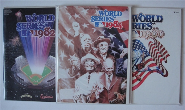7 Different World Series Programs 1980-1995 All Nrmt Unused