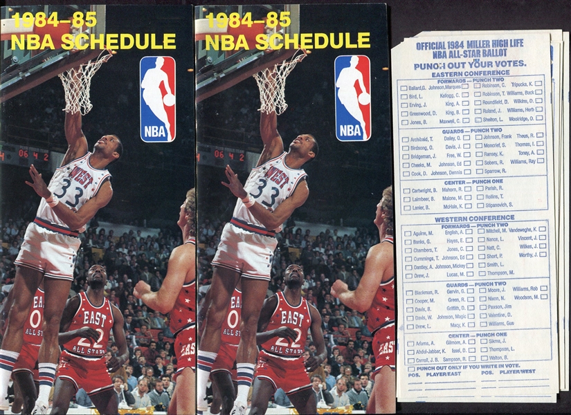2 1984-85 NBA Schedules Plus 5 1984 NBA All-Star Ballots