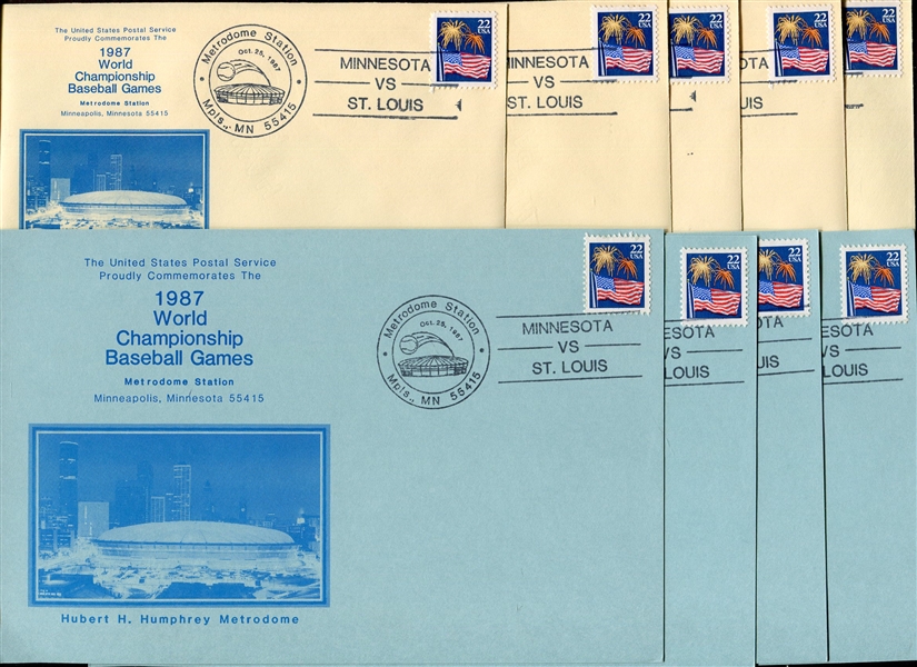 1987 World Series Commemorative Covers and Postcards Lot of 5 Each