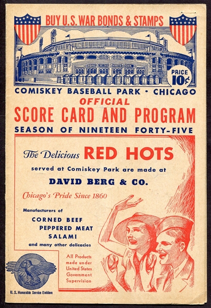1945 Comiskey Park Score Card St. Louis vs. White Sox