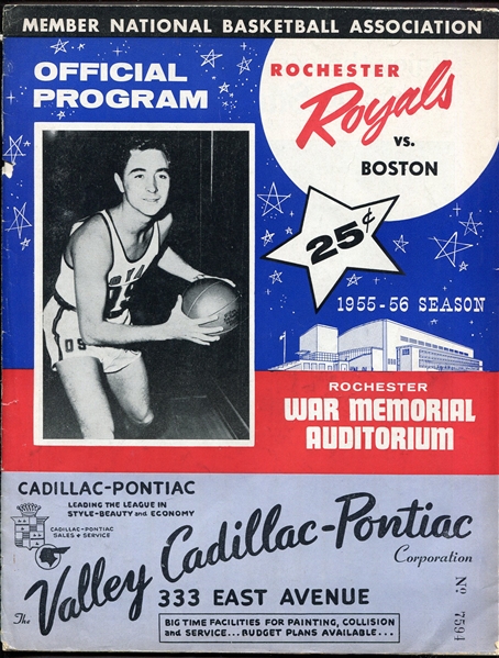 1955-56 Rochester Royals vs. Boston Celtics Program