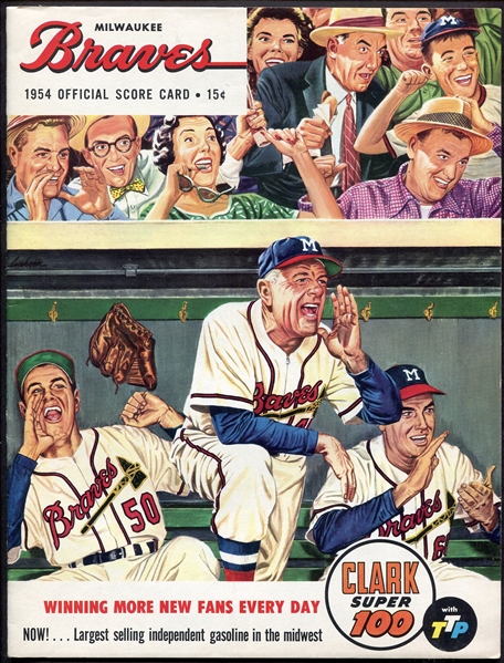1954 Milwaukee Braves vs. Brooklyn Dodgers Score Card w/Aaron