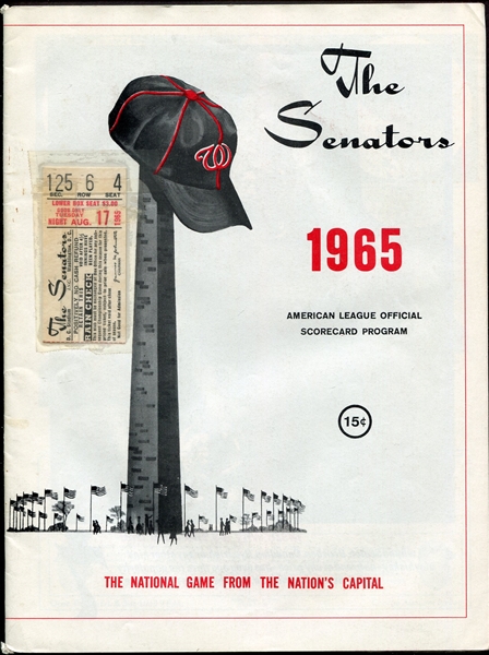 1965 Senators vs. White Sox Double Header Scored Program