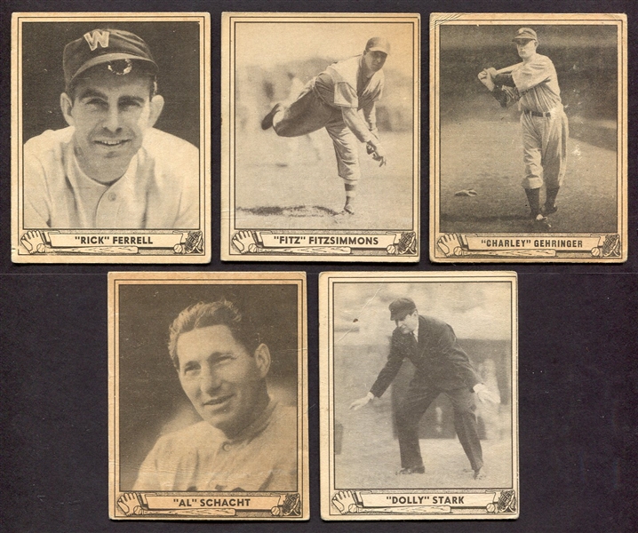 1940 Play Ball Lot of 5 w/2 HOFers