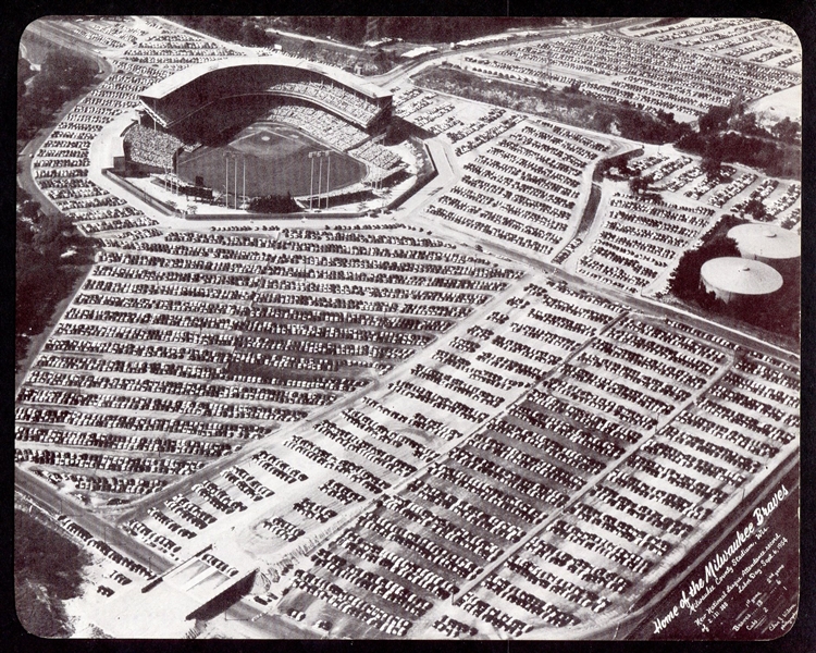 1954 Milwaukee Braves Giant Postcard Aerial View of Stadium