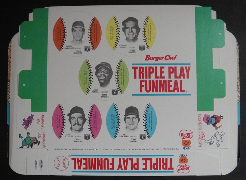 1977 Burger Chef Angels & Rangers Complete Trays
