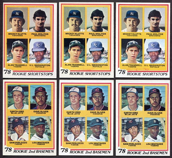 1978 Topps Rookies #704 Whitaker(3) & #707 Molitor/Trammell(3)