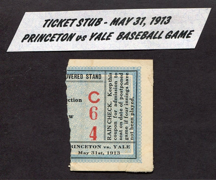 1913 Princeton vs. Yale Baseball Ticket Stub