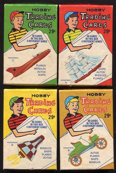 1960s ? E. E. Fairchild Hobby Trading Cards Complete 4 Box Set of 120 Cards