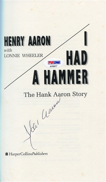 Hank Aaron Autographed Book PSA/DNA Certified