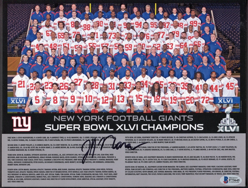 John Mara New York Giants Autographed Super Bowl Champs Team Picture