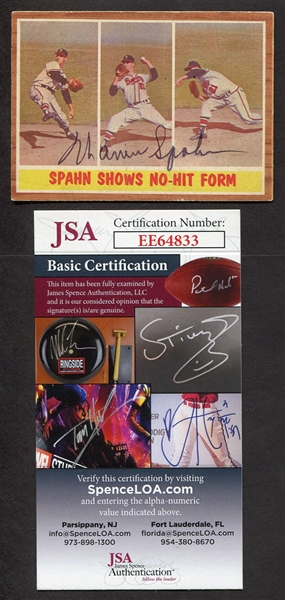 1962 Topps Warren Spahn Autographed JSA Certified