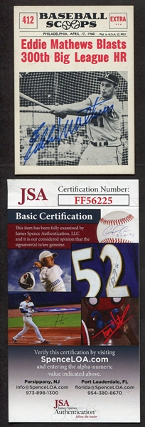 1961 Nu-Card Eddie Mathews Autographed JSA Certified