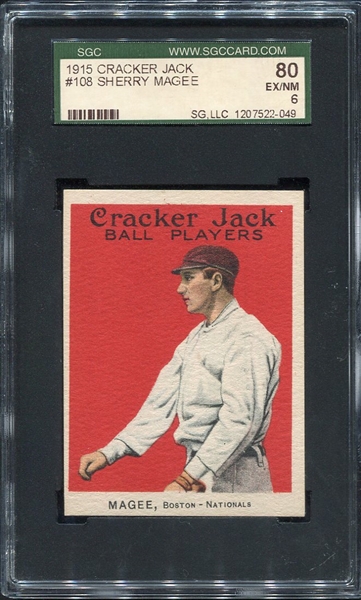 1915 Cracker Jack #108 Sherry Magee SGC 80