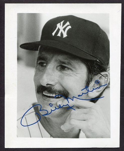 Billy Martin Autographed Black & White Photograph